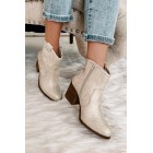 Deceiving Looks Chinese Laundry Faux Leather Booties (Metalic Natural)