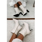 Layori Faux Croc Billini Booties (Ivory Croc)