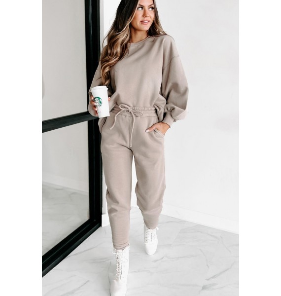 Just Admit It Sweatshirt & Jogger Two-Piece Set (Ash Mocha)