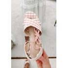 So Sweet Gingham Ankle Tie Wedge (Peach/White)