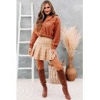 Adella Pleated Mini Skirt (Fall Orange)