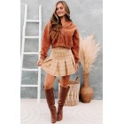 Adella Pleated Mini Skirt (Fall Orange)