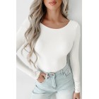 Colleen NanaMacs Original Scoop Back Long Sleeve Bodysuit (Cream)