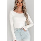 Colleen NanaMacs Original Scoop Back Long Sleeve Bodysuit (Cream)