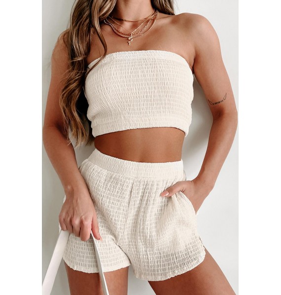 Summer Snatched Smocked Two-Piece Set (Ivory)