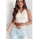 Little Distracted Ribbed Collared Crop Top (Whip Cream)