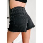 Adventure's Waiting Distressed High Rise Shorts (Black)