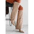 Dream Bigger Faux Leather Knee High Boots (Biege)