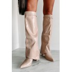 Dream Bigger Faux Leather Knee High Boots (Biege)