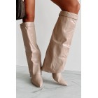 Dream Bigger Faux Leather Knee High Boots (Biege)