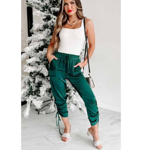 Better Off Single Ruched Cargo Pants (Hunter Green)