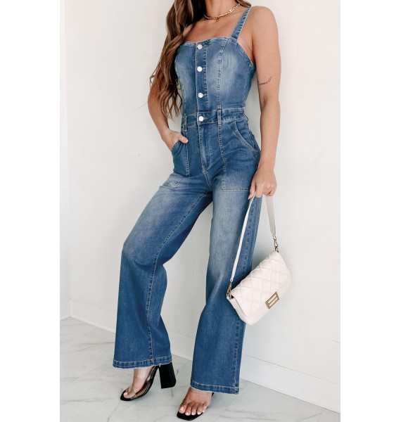 Genuine Gratitude Wide Leg Denim Jumpsuit (Medium Denim)