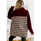 Embracing Change Corduroy/Plaid Shacket (Burgundy Combo)