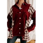 Embracing Change Corduroy/Plaid Shacket (Burgundy Combo)