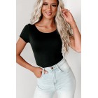 Chancy NanaMacs Original Short Sleeve Scoop Back Bodysuit (Black)