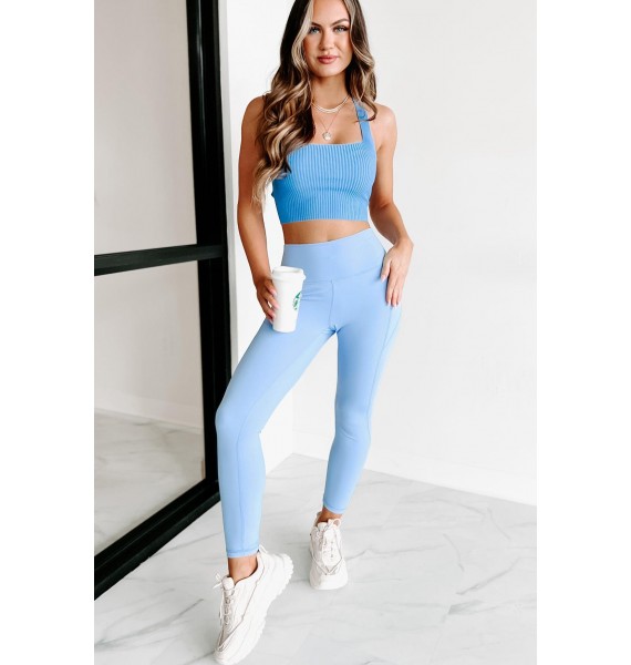 Personal Best High Waist Side Pocket Leggings (Sky)