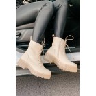 Croc Lock & Drop It Croc Clear Sole Combat Boots (Natural)