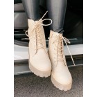 Croc Lock & Drop It Croc Clear Sole Combat Boots (Natural)