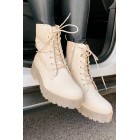 Croc Lock & Drop It Croc Clear Sole Combat Boots (Natural)