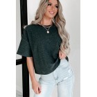 Corded Short Sleeve Top (Charcoal)