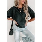 Corded Short Sleeve Top (Charcoal)