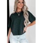 Corded Short Sleeve Top (Charcoal)