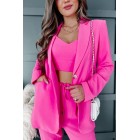 Feeling Bossy Three-Piece Blazer Set (Fuchsia)