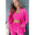 Feeling Bossy Three-Piece Blazer Set (Fuchsia)