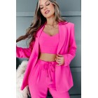 Feeling Bossy Three-Piece Blazer Set (Fuchsia)