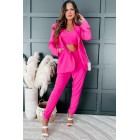 Feeling Bossy Three-Piece Blazer Set (Fuchsia)