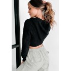 Covered In Cozy Button Front Cardigan Top (Black)