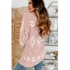 All You Need Open Front Chenille Aztec Cardigan (Mauve)