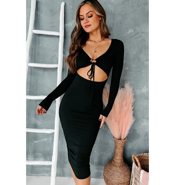 Endlessly Devoted Cut-Out Bodycon (Black)