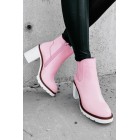 Full Of Attitude Faux Leather Platform Booties (Light Pink)