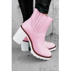 Full Of Attitude Faux Leather Platform Booties (Light Pink)