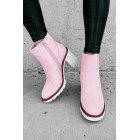 Full Of Attitude Faux Leather Platform Booties (Light Pink)