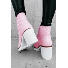 Full Of Attitude Faux Leather Platform Booties (Light Pink)