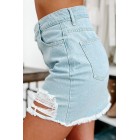 Augie Distressed Denim Mini Skirt (Light Denim)