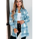 Easy To Read Long Plaid Shacket (Blue)