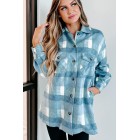 Easy To Read Long Plaid Shacket (Blue)