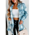 Easy To Read Long Plaid Shacket (Blue)