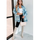 Easy To Read Long Plaid Shacket (Blue)