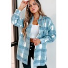 Easy To Read Long Plaid Shacket (Blue)