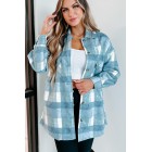 Easy To Read Long Plaid Shacket (Blue)