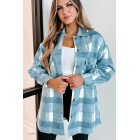 Easy To Read Long Plaid Shacket (Blue)