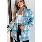 Easy To Read Long Plaid Shacket (Blue)