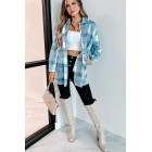 Easy To Read Long Plaid Shacket (Blue)