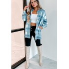 Easy To Read Long Plaid Shacket (Blue)