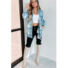 Easy To Read Long Plaid Shacket (Blue)