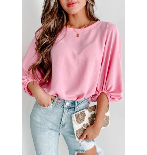 Road To Greatness Lantern Sleeve Top (Pink)